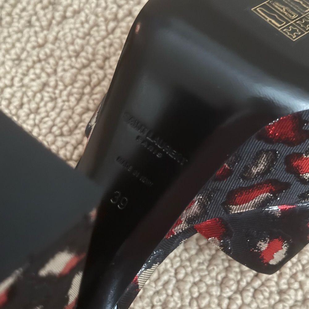 Saint Laurent Black and Red Patterned Platform Heels - Picture 7 of 11